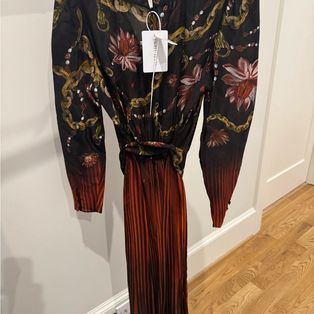 Marchesa Black Floral & red Ombre Wrap Maxi Dress - Picture 5 of 5